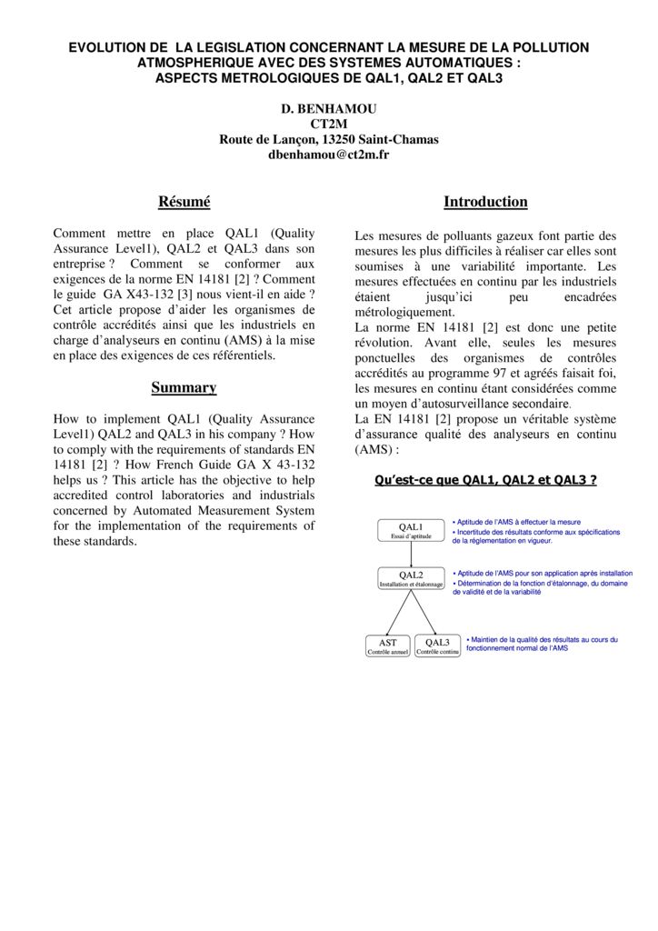 thumbnail of 2009_Evolution de  la législation concernant la mesure de la pollution atmosphérique avec des systèmes automatiques – aspects métrologiques de QAL1, QAL2 et QAL3