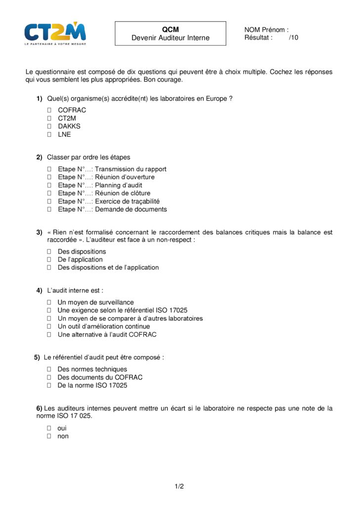 Se Tester - CT2M Centre Technologique Méditerranéen De Métrologie